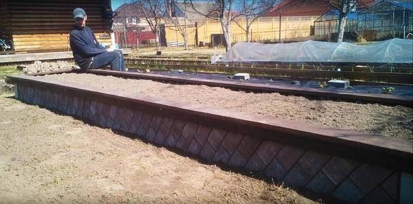 Высокая теплая грядка с фундаментом из тротуарной плитки пошагово. Фото и видео